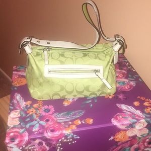 Lime green Coach mini hobo purse